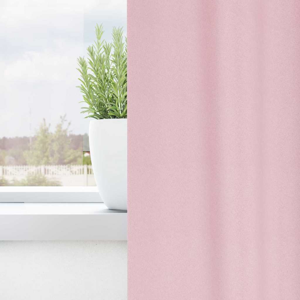 Blackout Curtains with Rings Baby Pink Polyester